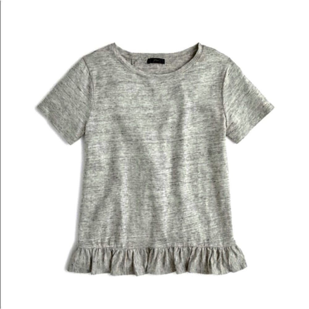 J. Crew ruffle back linen Tee in heather grey. Size M.